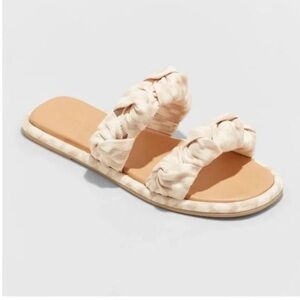 NWOT Universal Thread Meg Knotted Slide Sandals Almond Brown Women’s Size 6